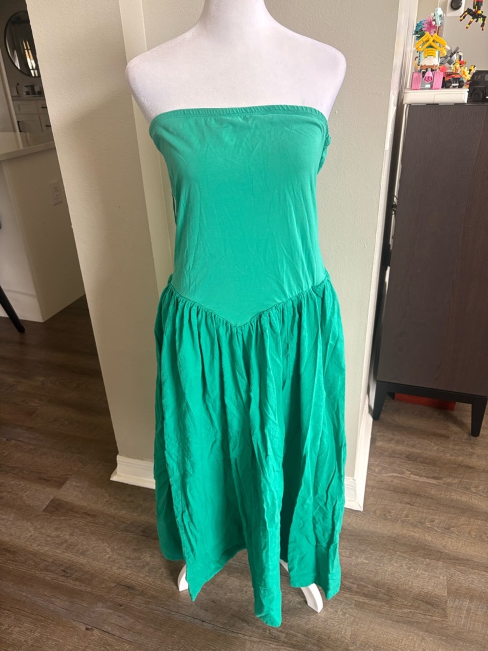 Free People Strapless Teal-Green Midi Dress